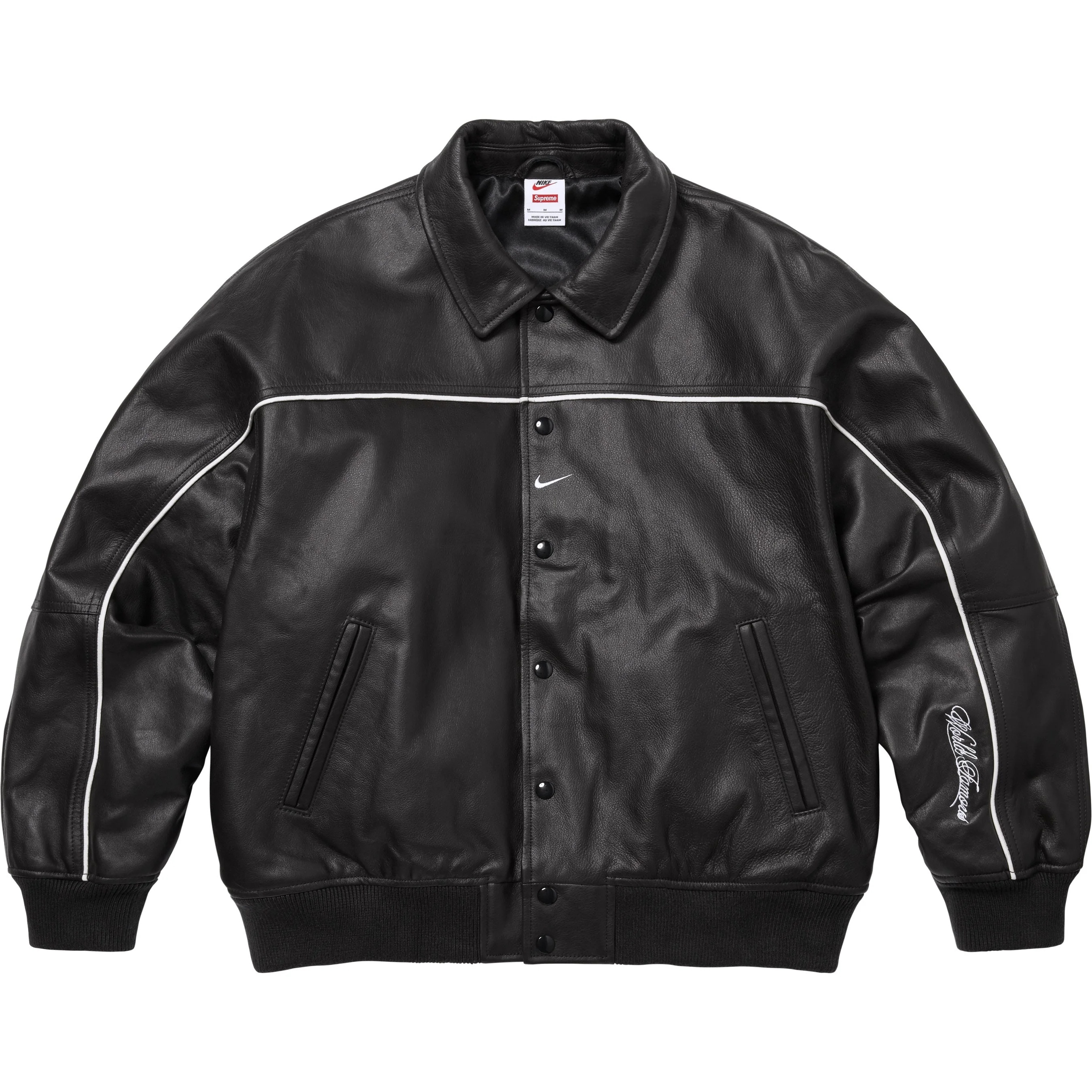 Supreme®/Nike® Leather Varsity Jacket view 12